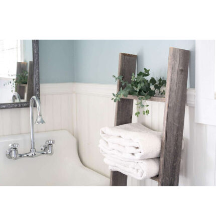 4 Step Rustic Black Wood Ladder Shelf - Image 5