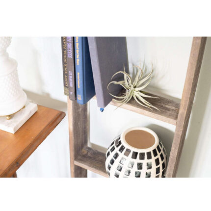 4 Step Rustic Black Wood Ladder Shelf - Image 6