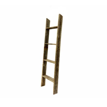 4 Step Rustic Black Wood Ladder Shelf - Image 2