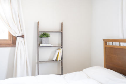 60" Gray Rustic Five Step Wood Ladder Shelf - Image 7