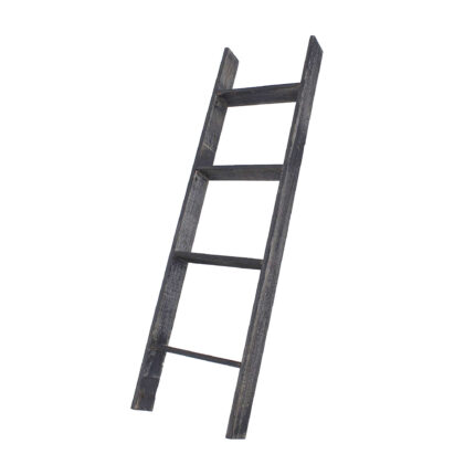 4 Step Blackwash Rustic Wood Ladder Shelf - Image 1