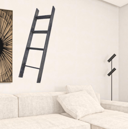 4 Step Blackwash Rustic Wood Ladder Shelf - Image 2