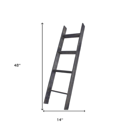 4 Step Blackwash Rustic Wood Ladder Shelf - Image 9