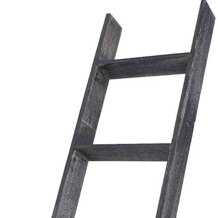 4 Step Blackwash Rustic Wood Ladder Shelf - Image 4