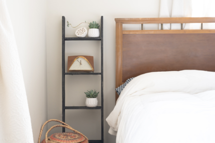 4 Step Rustic Black Wood Ladder Shelf - Image 5
