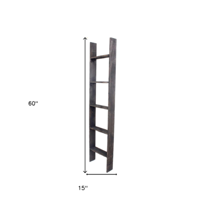 4 Step Rustic Black Wood Ladder Shelf - Image 8