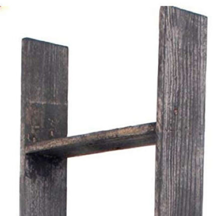 4 Step Rustic Black Wood Ladder Shelf - Image 3