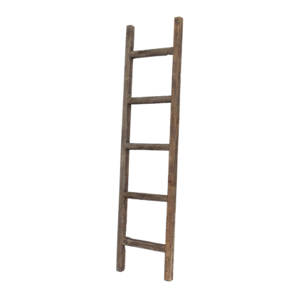 5 Step Rustic Espresso Gray Wood Ladder Shelf - Image 2