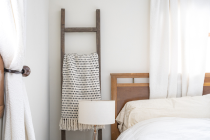 5 Step Rustic Espresso Gray Wood Ladder Shelf - Image 6
