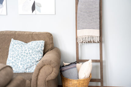 5 Step Rustic Espresso Gray Wood Ladder Shelf - Image 7