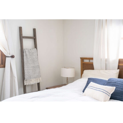 5 Step Rustic Espresso Gray Wood Ladder Shelf - Image 8
