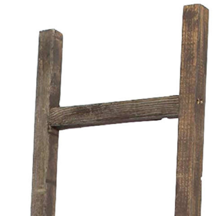 5 Step Rustic Espresso Gray Wood Ladder Shelf - Image 4