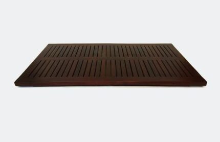 31" Dark Brown Teak Slat Non Slip Bath Mat - Image 3
