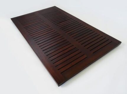 31" Dark Brown Teak Slat Non Slip Bath Mat - Image 4