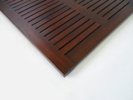 31" Dark Brown Teak Slat Non Slip Bath Mat - Image 6