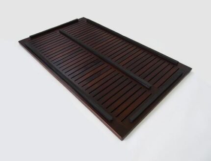 31" Dark Brown Teak Slat Non Slip Bath Mat - Image 5