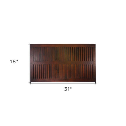 31" Dark Brown Teak Slat Non Slip Bath Mat - Image 7
