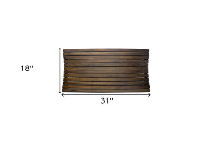 31" Dark Brown Teak Slat Non Slip Bath Mat - Image 6