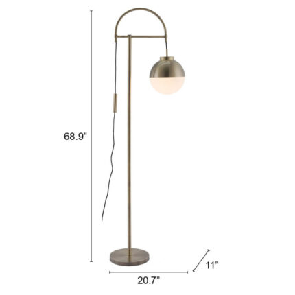 69" Bronze Steel Floor Lamp With Bronze Steel Globe Shade - Image 9