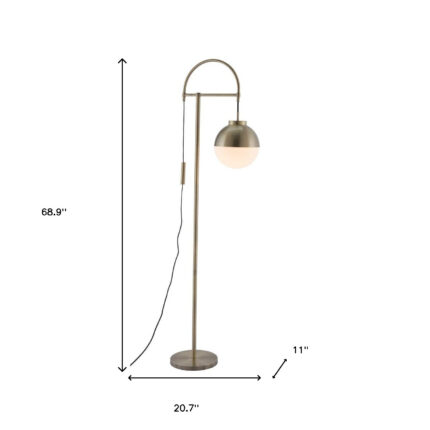 69" Bronze Steel Floor Lamp With Bronze Steel Globe Shade - Image 8