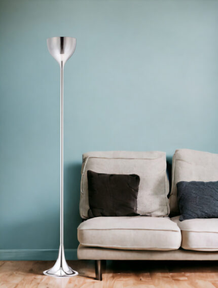 67" Steel Floor Lamp With Silver Steel Bell Shade - Image 2