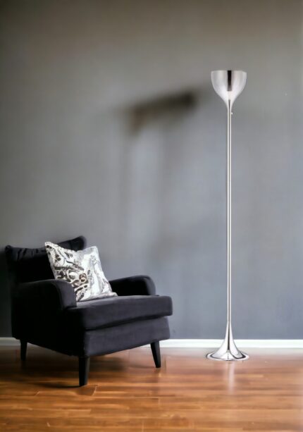 67" Steel Floor Lamp With Silver Steel Bell Shade - Image 3