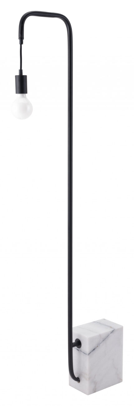 59" Black And White Marble And Steel LED Floor Lamp - Image 7