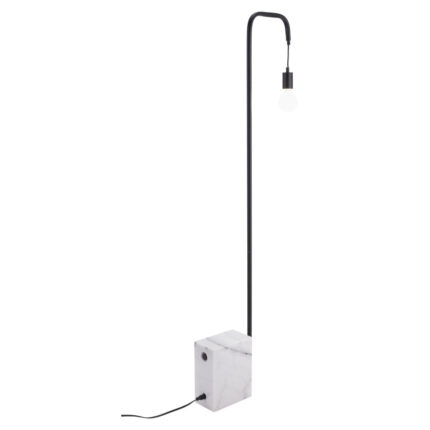 59" Black And White Marble And Steel LED Floor Lamp - Image 4