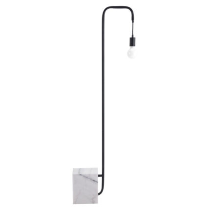 59" Black And White Marble And Steel LED Floor Lamp - Image 5
