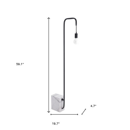 59" Black And White Marble And Steel LED Floor Lamp - Image 9