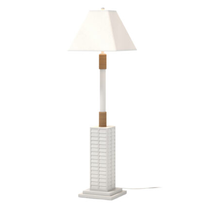 63" White Polyresin Floor Lamp With White Linen Shade - Image 4