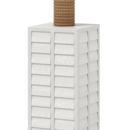 63" White Polyresin Floor Lamp With White Linen Shade - Image 6