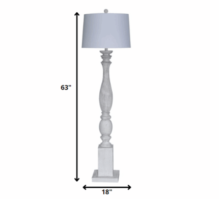 63" White Resin Floor Lamp With White Fabric Drum Shade - Image 6