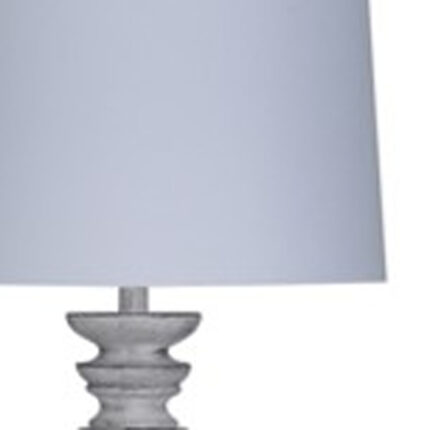 63" White Resin Floor Lamp With White Fabric Drum Shade - Image 4