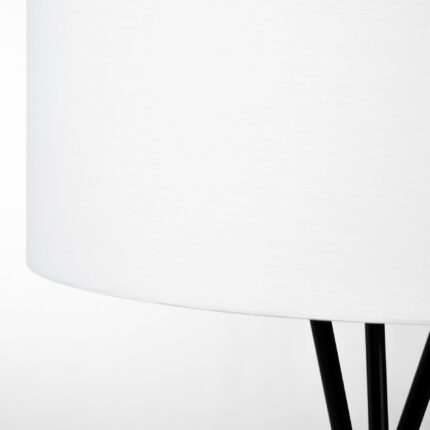 66" Black Tripod Floor Lamp With White Fabric Drum Shade - Image 6