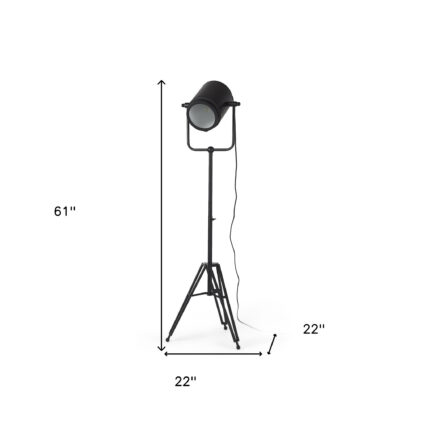 61" Black LED Floor Lamp With Black Metal Shade - Image 10