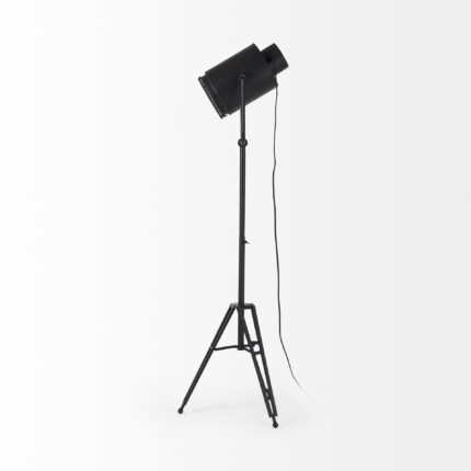 61" Black LED Floor Lamp With Black Metal Shade - Image 3