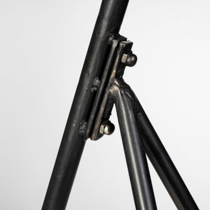 58" Black Metal Tripod Floor Lamp With Black And Gold Metal Cone Shade - Image 9