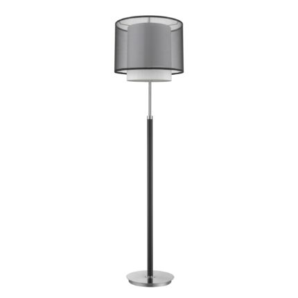 62" Floor Lamp With Black And White Fabric Drum Shade - Image 2