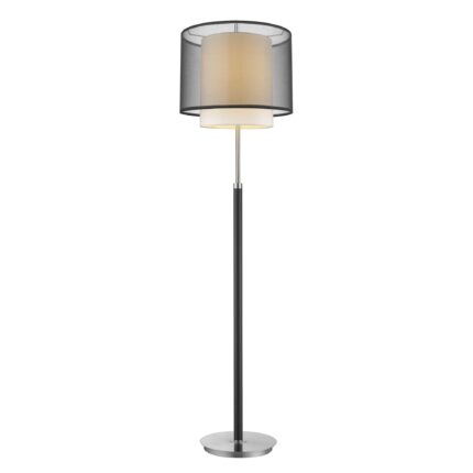62" Floor Lamp With Black And White Fabric Drum Shade - Image 1