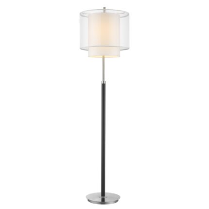 62" Floor Lamp With White Fabric Drum Shade - Image 1