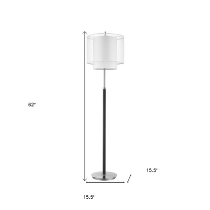 62" Floor Lamp With White Fabric Drum Shade - Image 4