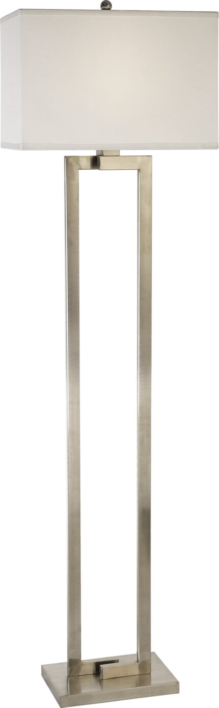 61" Nickel Traditional Shaped Floor Lamp With White Rectangular Shade - Image 1