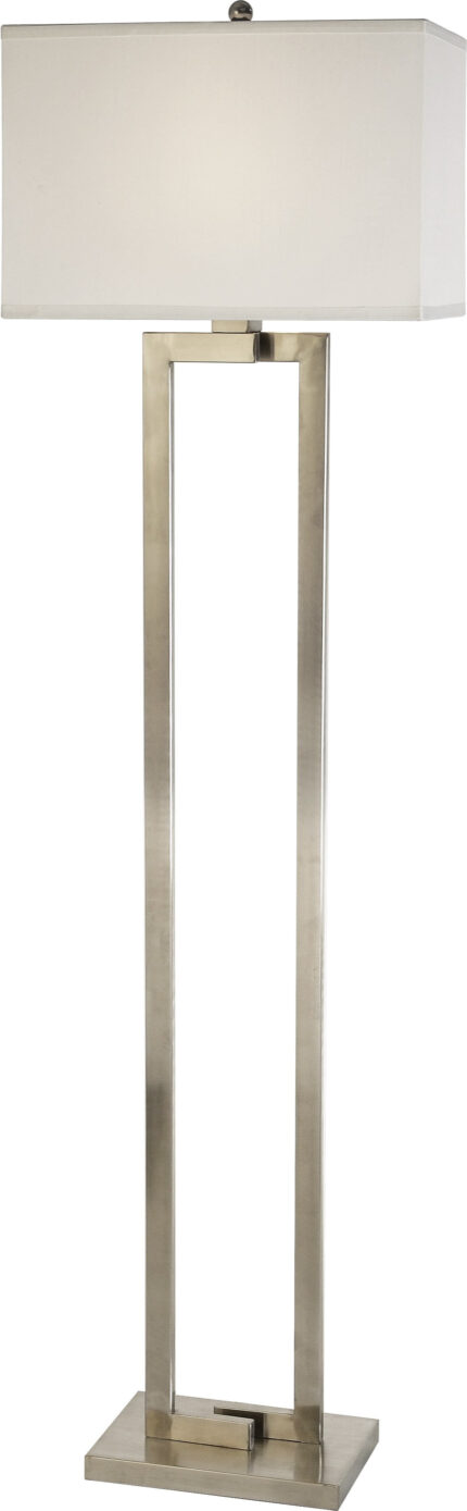 61" Nickel Traditional Shaped Floor Lamp With White Rectangular Shade - Image 2