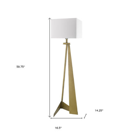 60" Floor Lamp With White Fabric Novelty Shade - Image 7