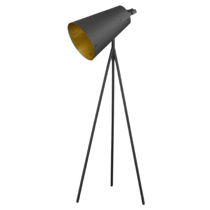 61" Tripod Floor Lamp With Gray Metal Cone Shade - Image 1