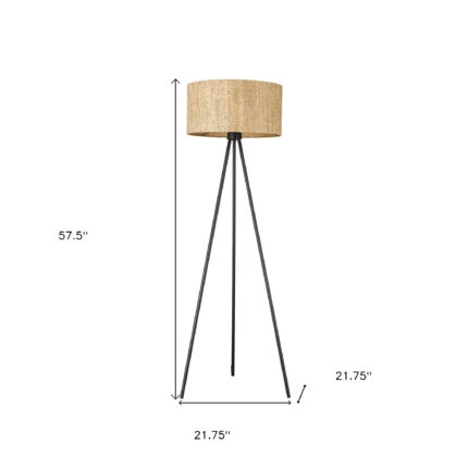 58" Brown And Black Tripod Floor Lamp With Brown Plastic Shade - Image 5