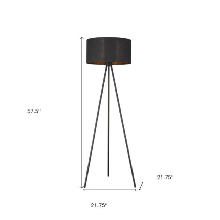 58" Matte Tripod Floor Lamp With Black Drum Shade - Image 4