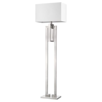 64" Nickel Traditional Shaped Floor Lamp With White Rectangular Shade - Image 1