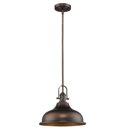 Antique Bronze Hanging Light with Dome Shade - Image 3